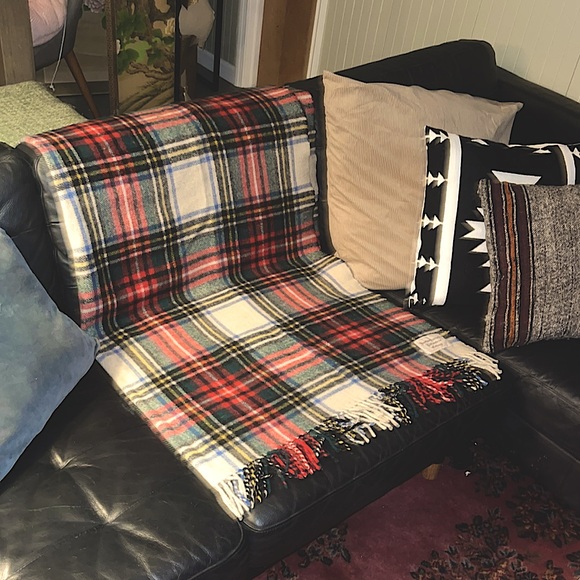 Vintage Hector Russell Kiltmaker 100% Wool Throw Fringe Tartan Scotland STEWART - Picture 2 of 13